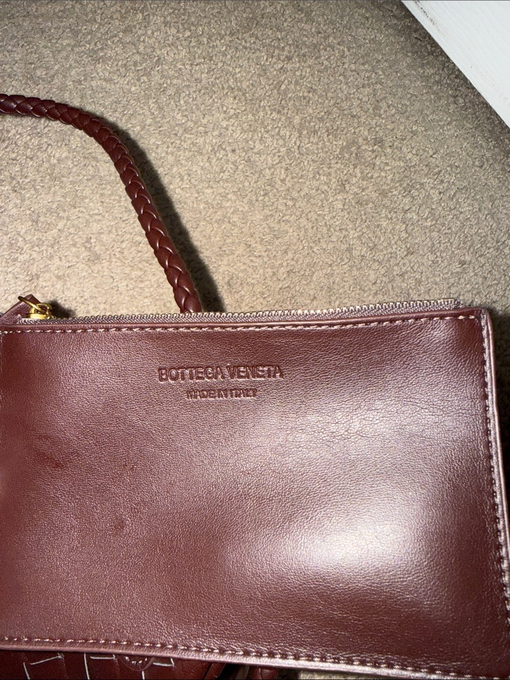 Bottega Veneta Woven Shoulder Bag in Deep Wine with Gold Accent - Picture 7 of 8